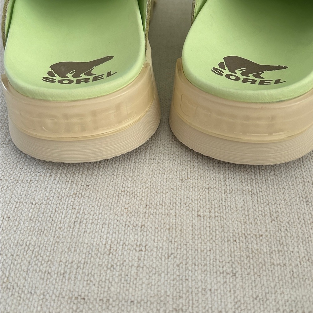 Sorel Viibe Lime Green White Croc Embossed Clogs Shoes, Size 11, NWOT Display - Picture 8 of 9